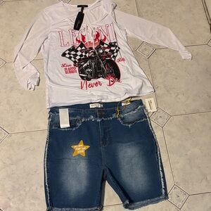 Blue Denim Jean Shorts Top is Free 2X. Hit me up gifts every time